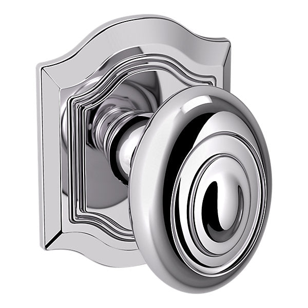 Baldwin Hardware Perilla 5077 Bethpage con Roseta R027 — Cromo pulido — Dummy completo