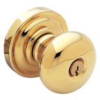 Baldwin Hardware Juego de Entrada con Llave 5205 — Perilla Classic con Roseta Clásica — Latón pulido Lifetime (PVD)