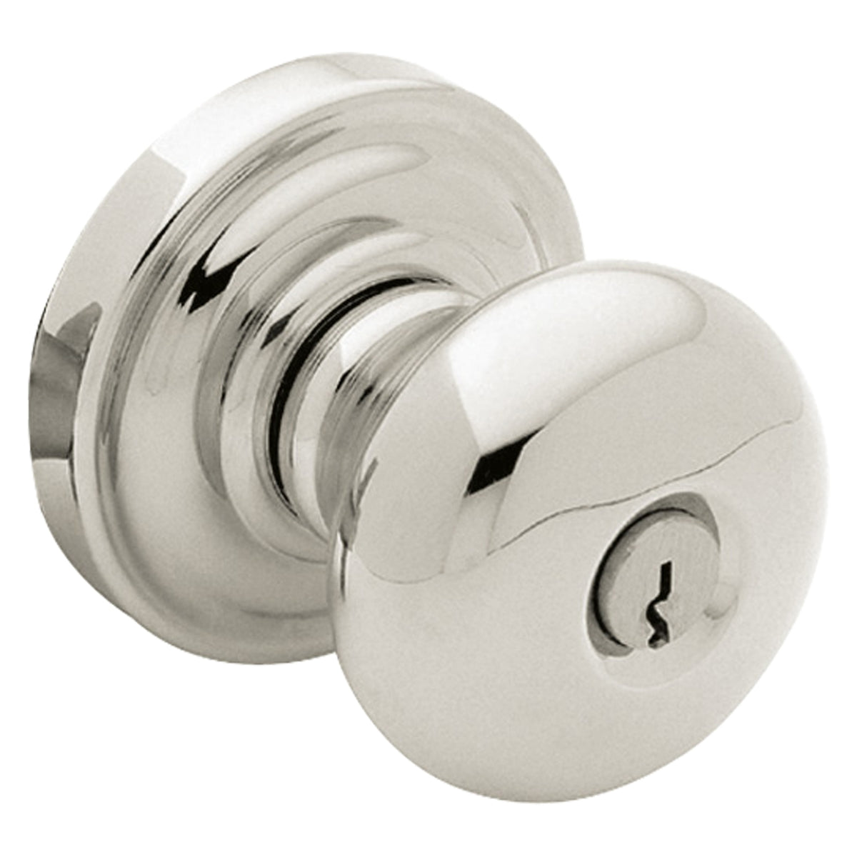 Baldwin Hardware Juego de Entrada con Llave 5205 — Perilla Classic con Roseta Clásica — Níquel pulido Lifetime