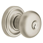 Baldwin Hardware Juego de Entrada con Llave 5205 — Perilla Classic con Roseta Clásica — Níquel satinado Lifetime