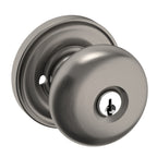 Baldwin Hardware Juego de Entrada con Llave 5205 — Perilla Classic con Roseta Clásica — Níquel grafito Lifetime