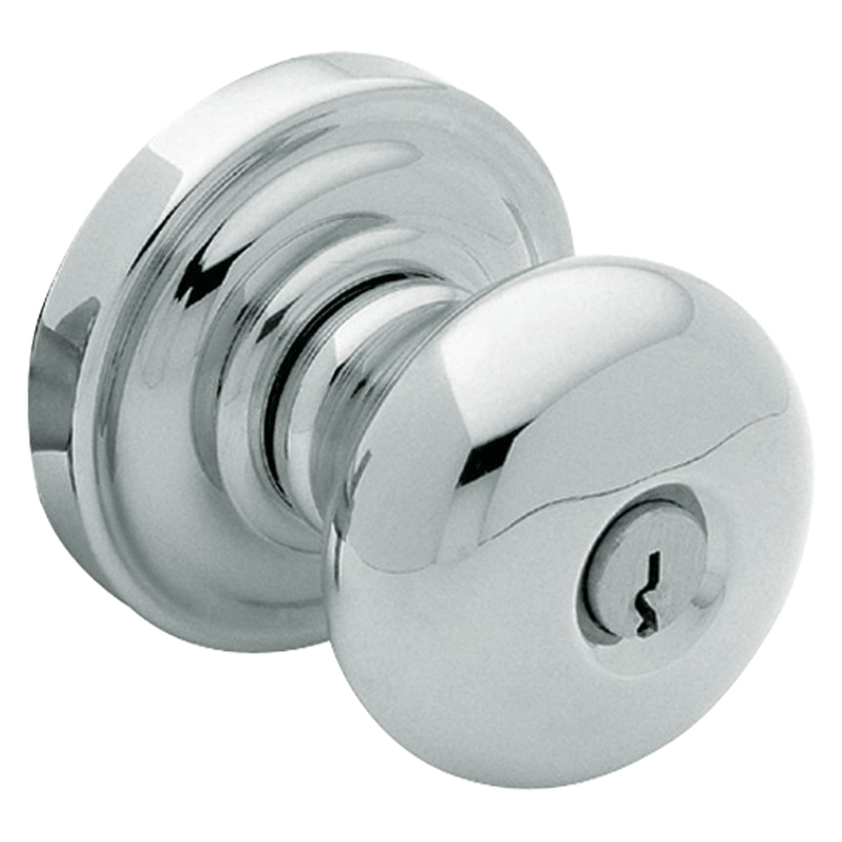 Baldwin Hardware Juego de Entrada con Llave 5205 — Perilla Classic con Roseta Clásica — Cromo pulido