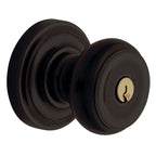 Baldwin Hardware Juego de Entrada con Llave 5210 — Perilla Colonial con Roseta Clásica — Bronce aceitado