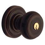 Baldwin Hardware Juego de Entrada con Llave 5210 — Perilla Colonial con Roseta Clásica — Bronce veneciano