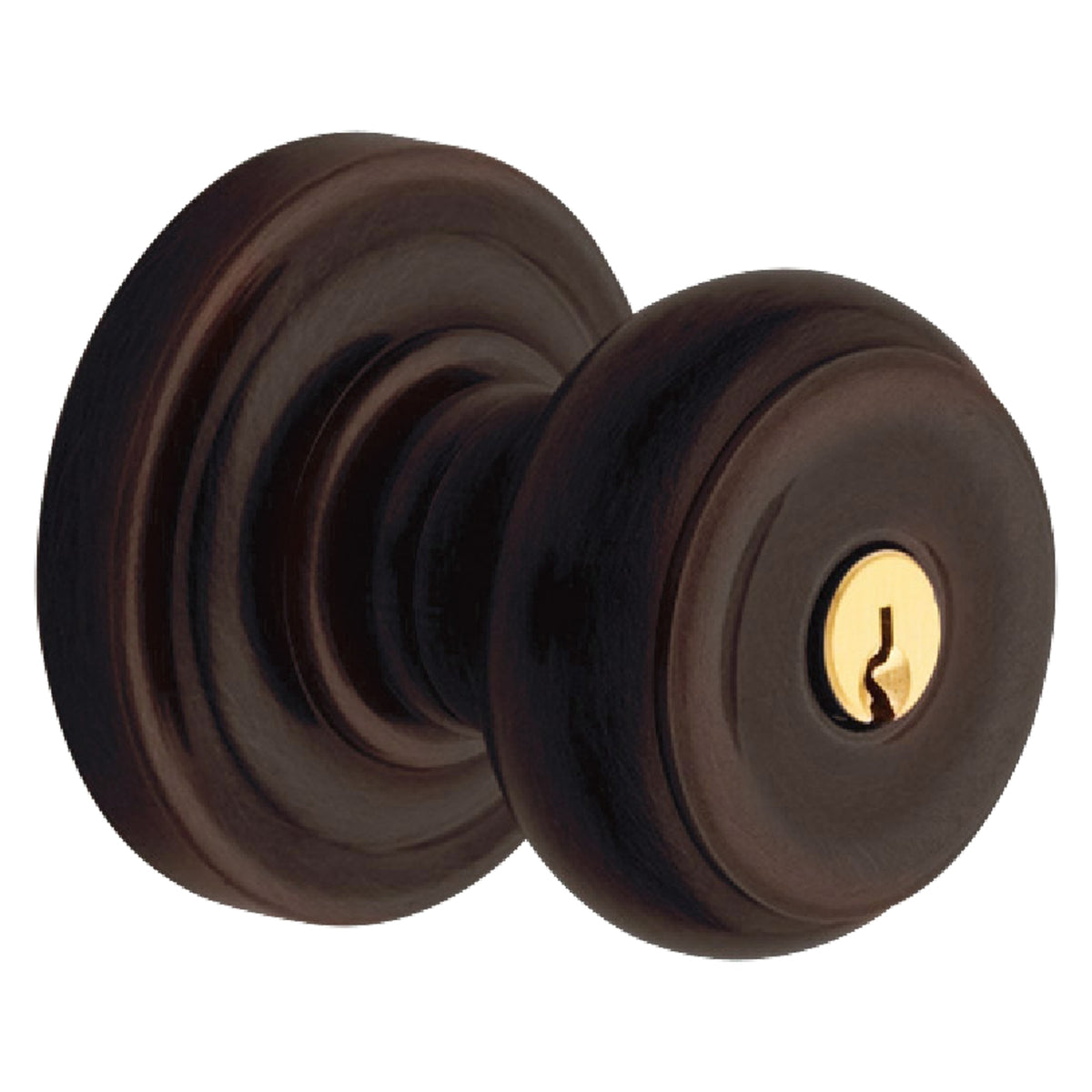 Baldwin Hardware Juego de Entrada con Llave 5210 — Perilla Colonial con Roseta Clásica — Bronce veneciano