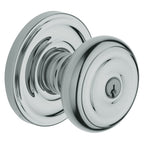 Baldwin Hardware Juego de Entrada con Llave 5210 — Perilla Colonial con Roseta Clásica — Cromo pulido