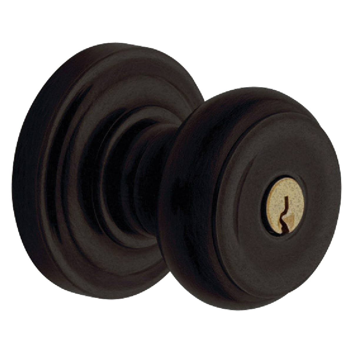 Baldwin Hardware Juego de Entrada con Llave 5210 — Perilla Colonial con Roseta Clásica — Bronce aceitado envejecido