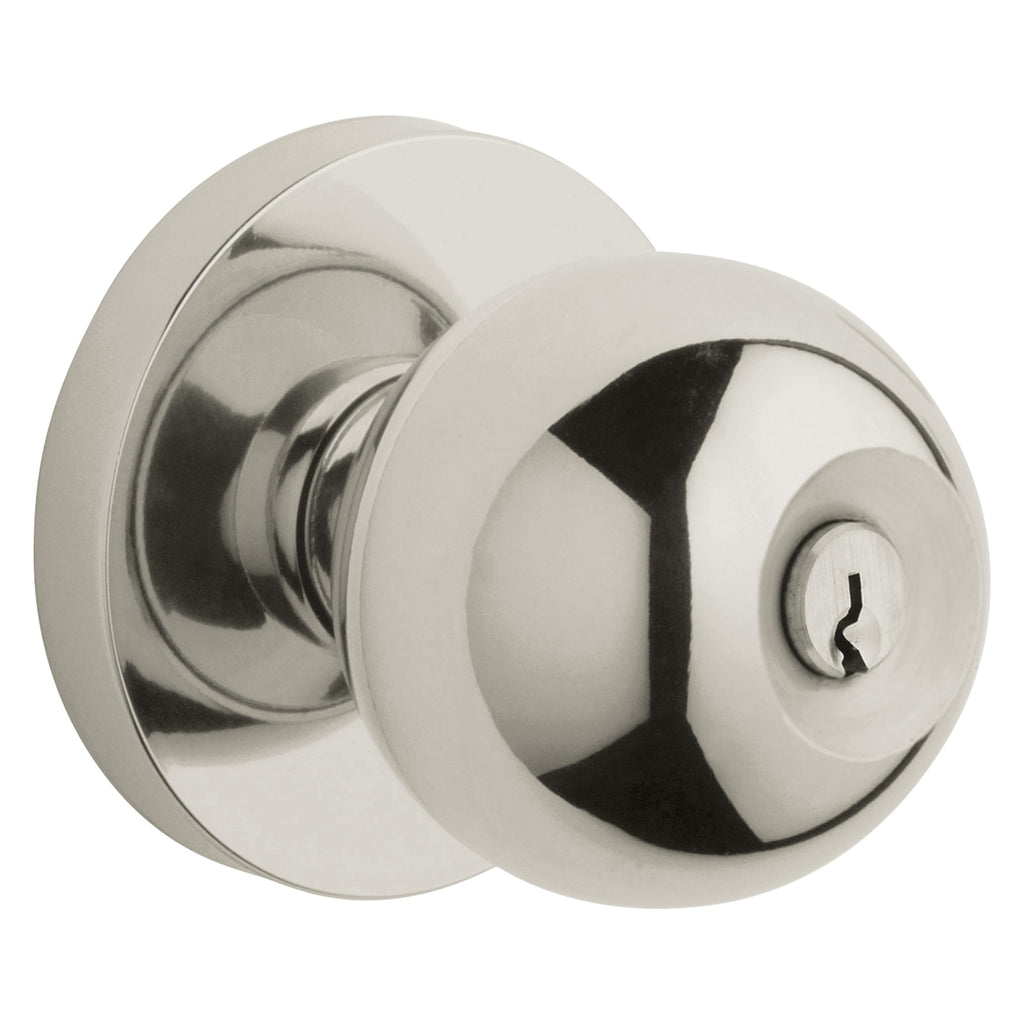 Baldwin Hardware Juego de Entrada con Llave 5215 — Perilla Minneapolis — Níquel pulido Lifetime
