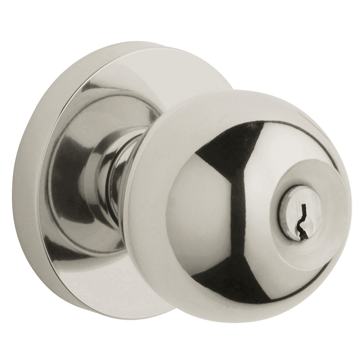 Baldwin Hardware Juego de Entrada con Llave 5215 — Perilla Minneapolis — Níquel pulido Lifetime