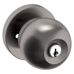Baldwin Hardware Juego de Entrada con Llave 5215 — Perilla Minneapolis — Níquel grafito Lifetime