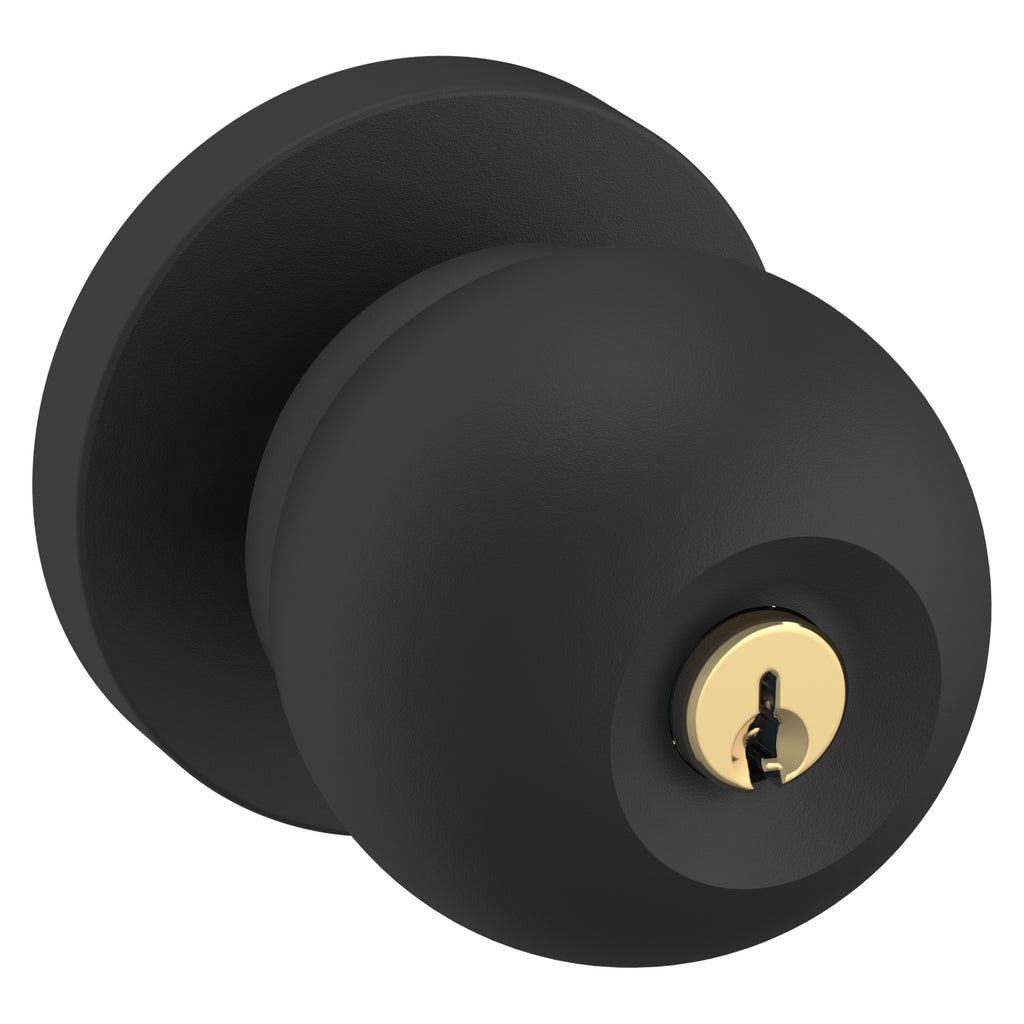 Baldwin Hardware Juego de Entrada con Llave 5215 — Perilla Minneapolis — Negro satinado