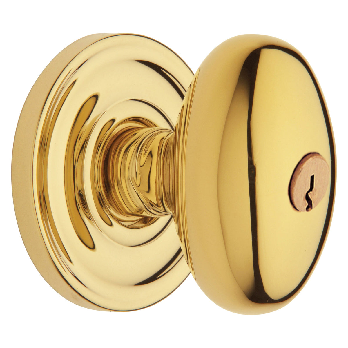 Baldwin Hardware Juego de Entrada con Llave 5225 — Perilla Egg con Roseta Clásica — Latón sin laca
