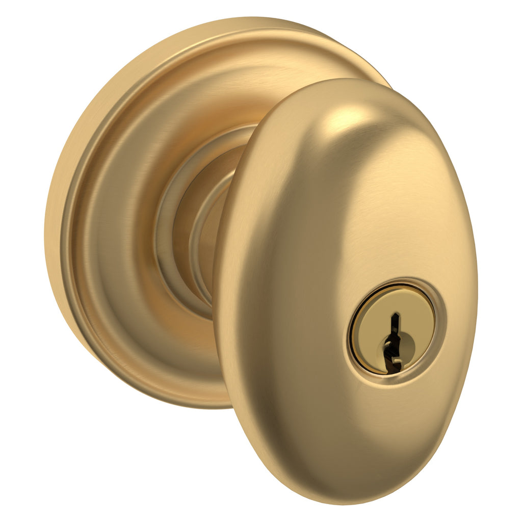 Baldwin Hardware Juego de Entrada con Llave 5225 — Perilla Egg con Roseta Clásica — Latón vintage