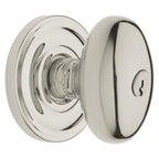 Baldwin Hardware Juego de Entrada con Llave 5225 — Perilla Egg con Roseta Clásica — Níquel pulido Lifetime