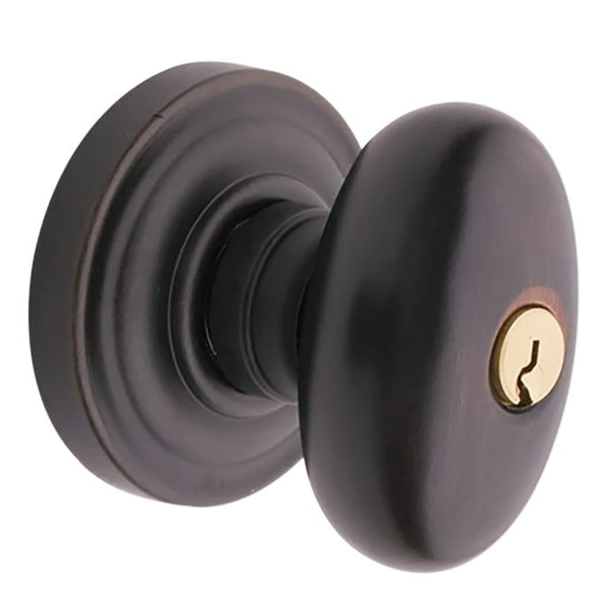 Baldwin Hardware Juego de Entrada con Llave 5225 — Perilla Egg con Roseta Clásica — Bronce veneciano