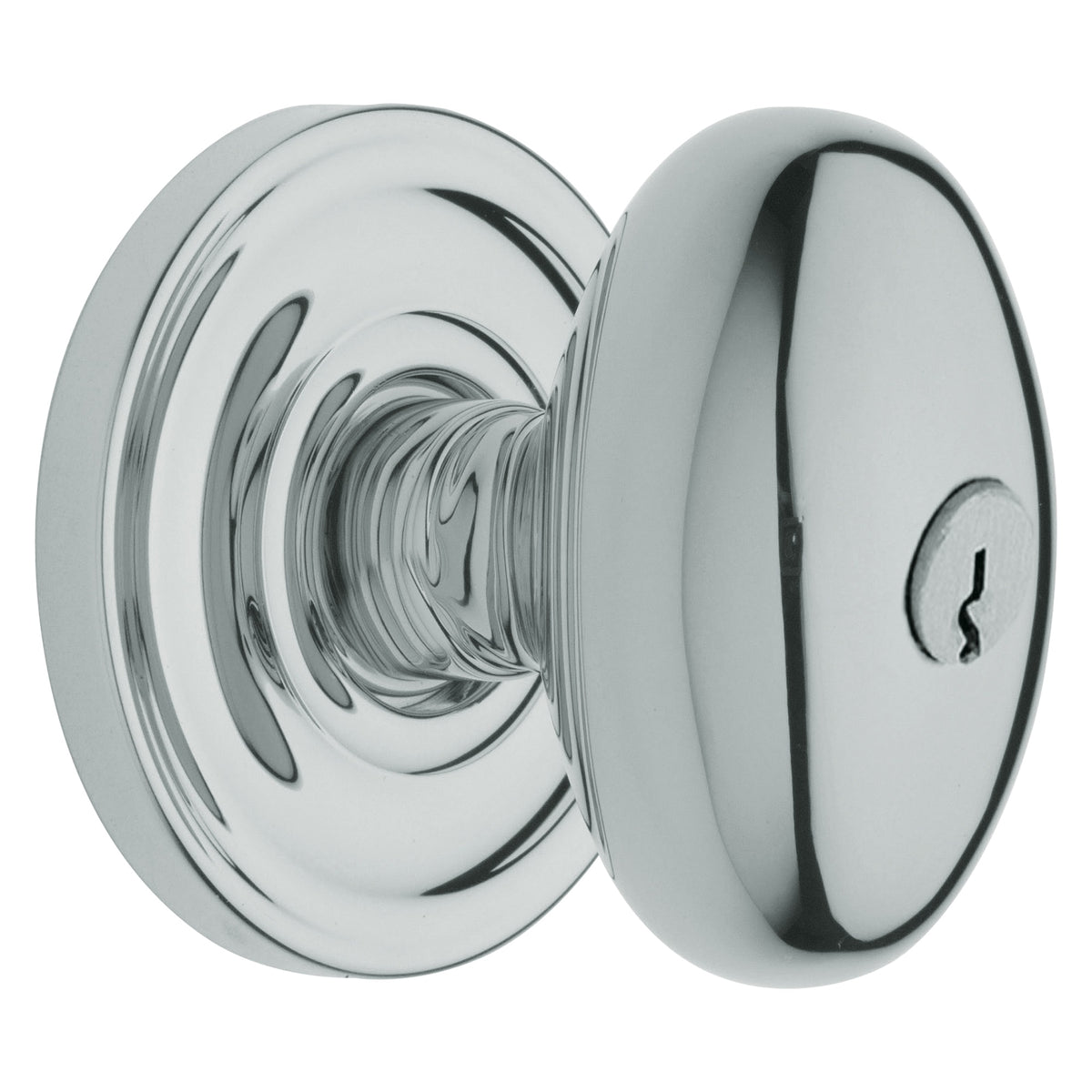 Baldwin Hardware Juego de Entrada con Llave 5225 — Perilla Egg con Roseta Clásica — Cromo pulido