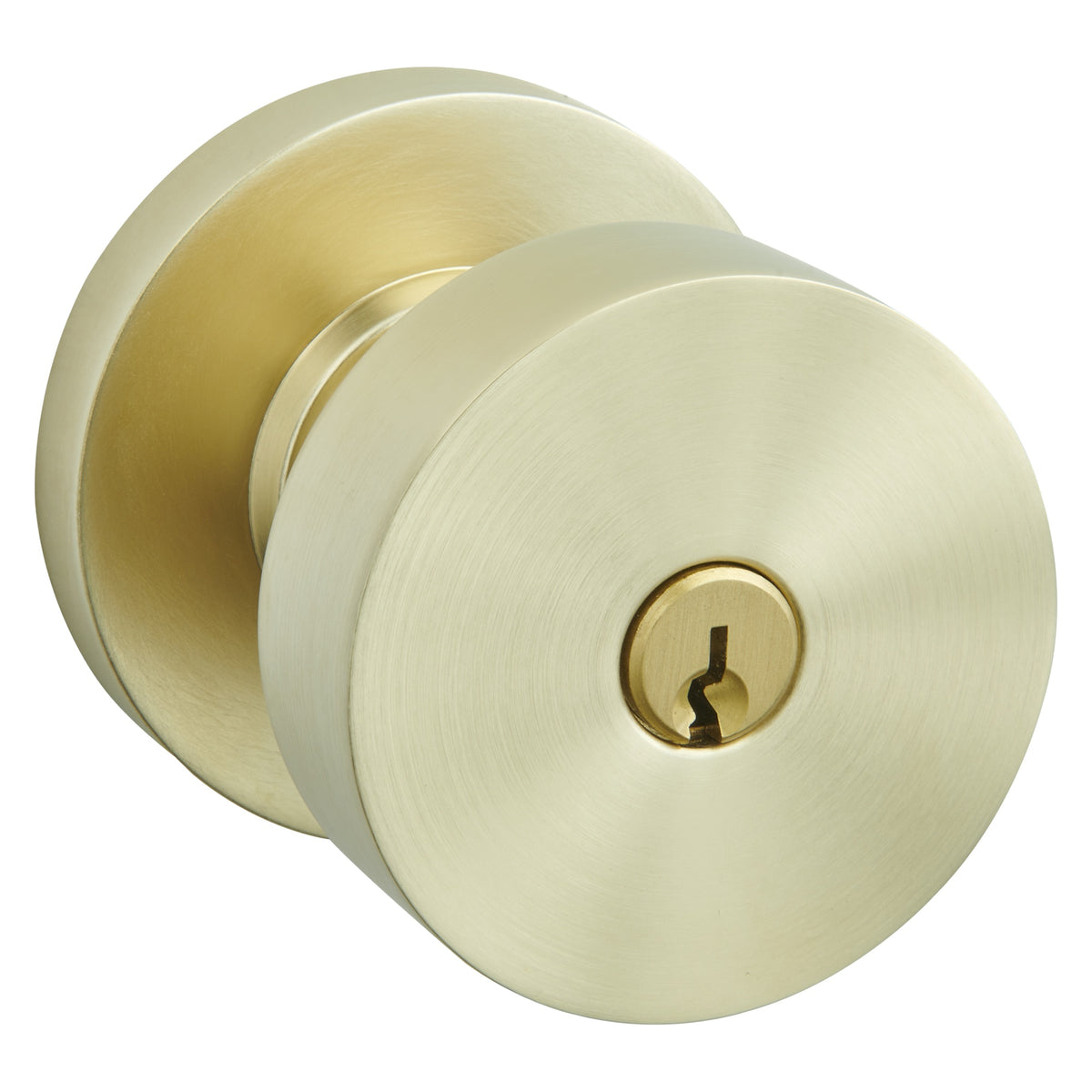 Baldwin Hardware Juego de Entrada con Llave 5230 — Perilla Contemporary con Roseta Redonda — Latón satinado Lifetime