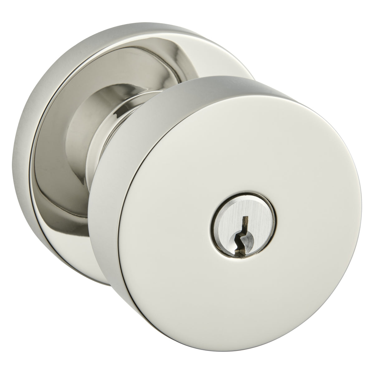 Baldwin Hardware Juego de Entrada con Llave 5230 — Perilla Contemporary con Roseta Redonda — Níquel pulido Lifetime