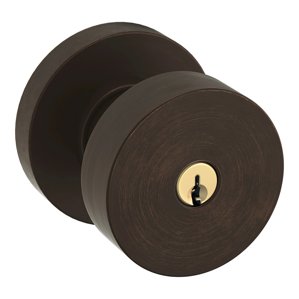 Baldwin Hardware Juego de Entrada con Llave 5230 — Perilla Contemporary con Roseta Redonda — Bronce veneciano