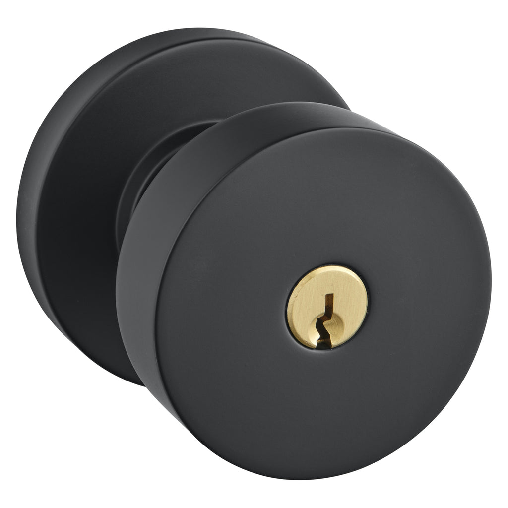 Baldwin Hardware Juego de Entrada con Llave 5230 — Perilla Contemporary con Roseta Redonda — Negro satinado