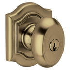 Baldwin Hardware Juego de Entrada con Llave 5237 — Perilla Bethpage con Roseta Bethpage — Latón antiguo