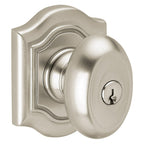 Baldwin Hardware Juego de Entrada con Llave 5237 — Perilla Bethpage con Roseta Bethpage — Níquel satinado Lifetime