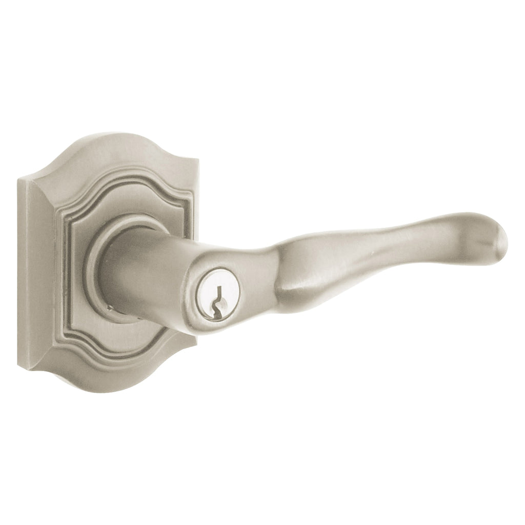 Baldwin Hardware Juego de Entrada con Llave 5237 — Manija Bethpage con Roseta Bethpage — Níquel satinado Lifetime
