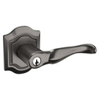 Baldwin Hardware Juego de Entrada con Llave 5237 — Manija Bethpage con Roseta Bethpage — Níquel grafito Lifetime