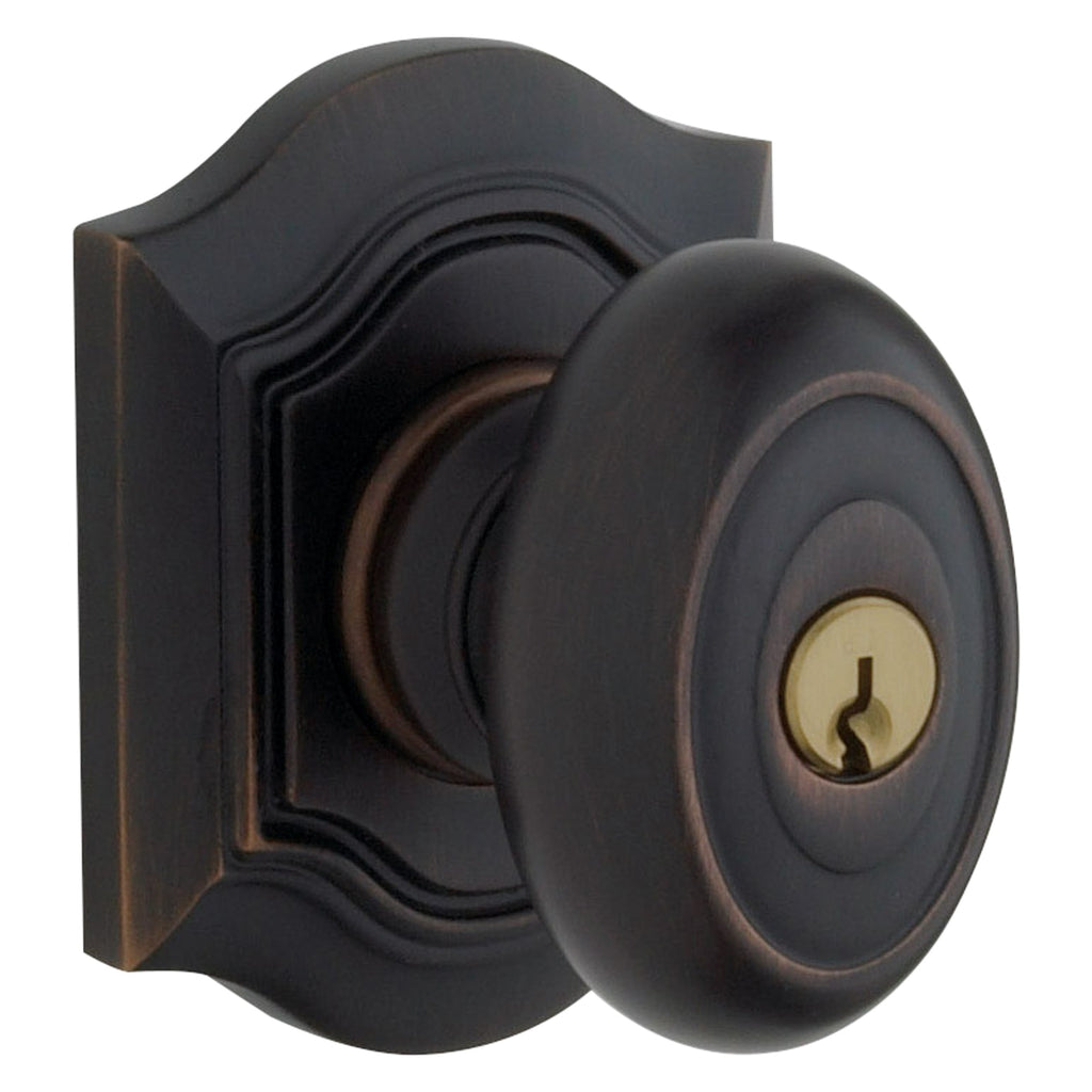 Baldwin Hardware Juego de Entrada con Llave 5237 — Perilla Bethpage con Roseta Bethpage — Bronce aceitado
