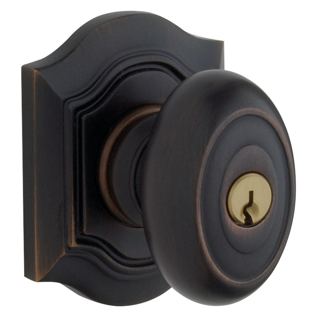 Baldwin Hardware Juego de Entrada con Llave 5237 — Perilla Bethpage con Roseta Bethpage — Bronce aceitado