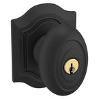 Baldwin Hardware Juego de Entrada con Llave 5237 — Perilla Bethpage con Roseta Bethpage — Negro satinado