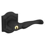 Baldwin Hardware Juego de Entrada con Llave 5237 — Manija Bethpage con Roseta Bethpage — Negro satinado
