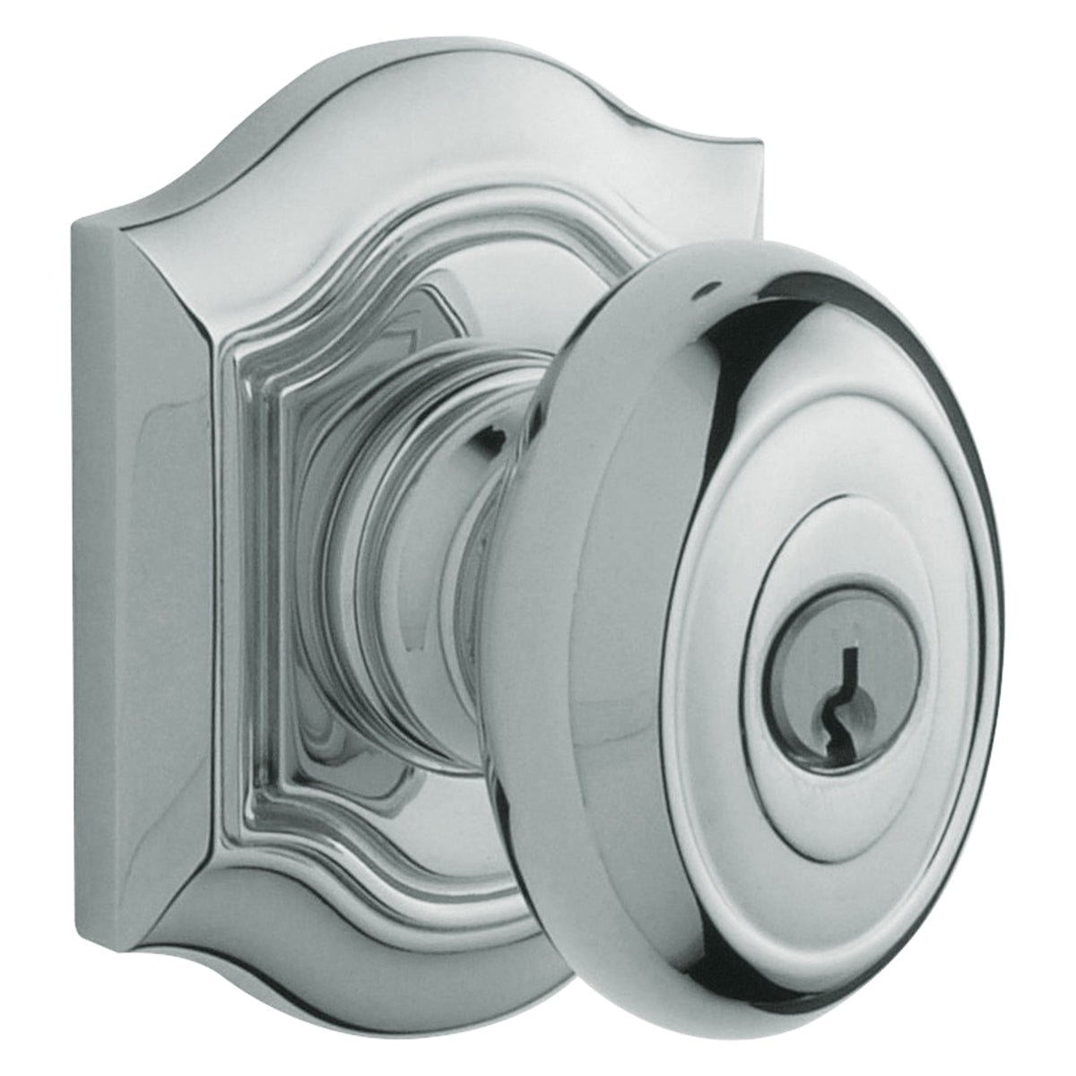 Baldwin Hardware Juego de Entrada con Llave 5237 — Perilla Bethpage con Roseta Bethpage — Cromo pulido