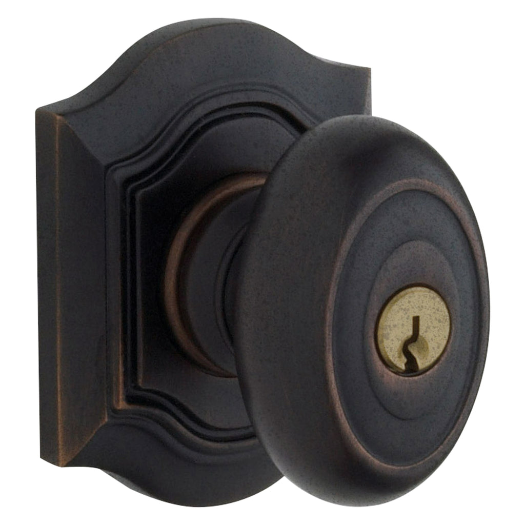 Baldwin Hardware Juego de Entrada con Llave 5237 — Perilla Bethpage con Roseta Bethpage — Bronce aceitado envejecido