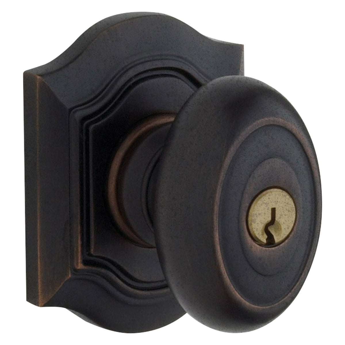 Baldwin Hardware Juego de Entrada con Llave 5237 — Perilla Bethpage con Roseta Bethpage — Bronce aceitado envejecido