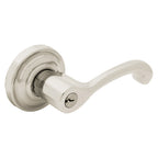 Baldwin Hardware Juego de Entrada con Llave 5245 — Manija Classic con Roseta Clásica — Níquel satinado Lifetime