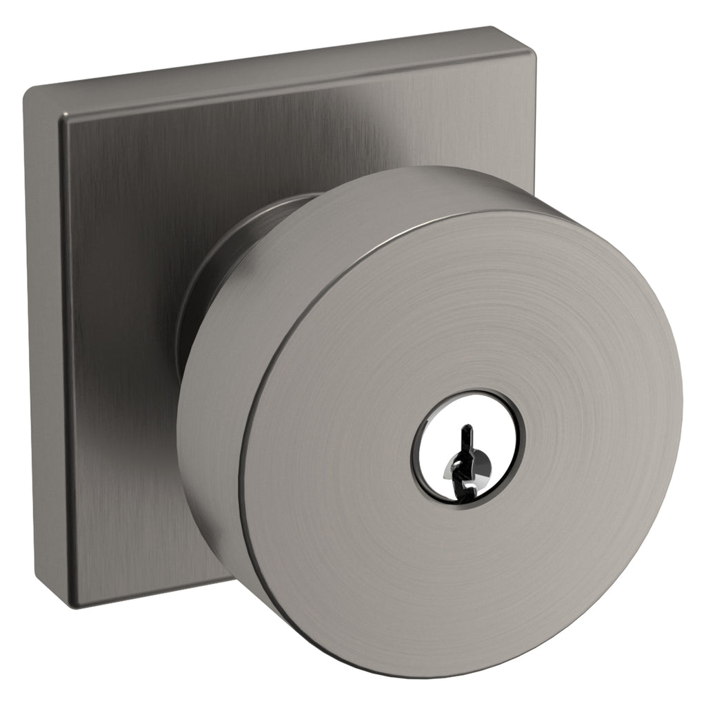 Baldwin Hardware Juego de Entrada con Llave 5250 — Perilla Minneapolis con Roseta Cuadrada — Níquel grafito Lifetime