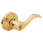 Baldwin Hardware Juego de Entrada con Llave 5255 — Manija Wave con Roseta Clásica — Latón sin laca