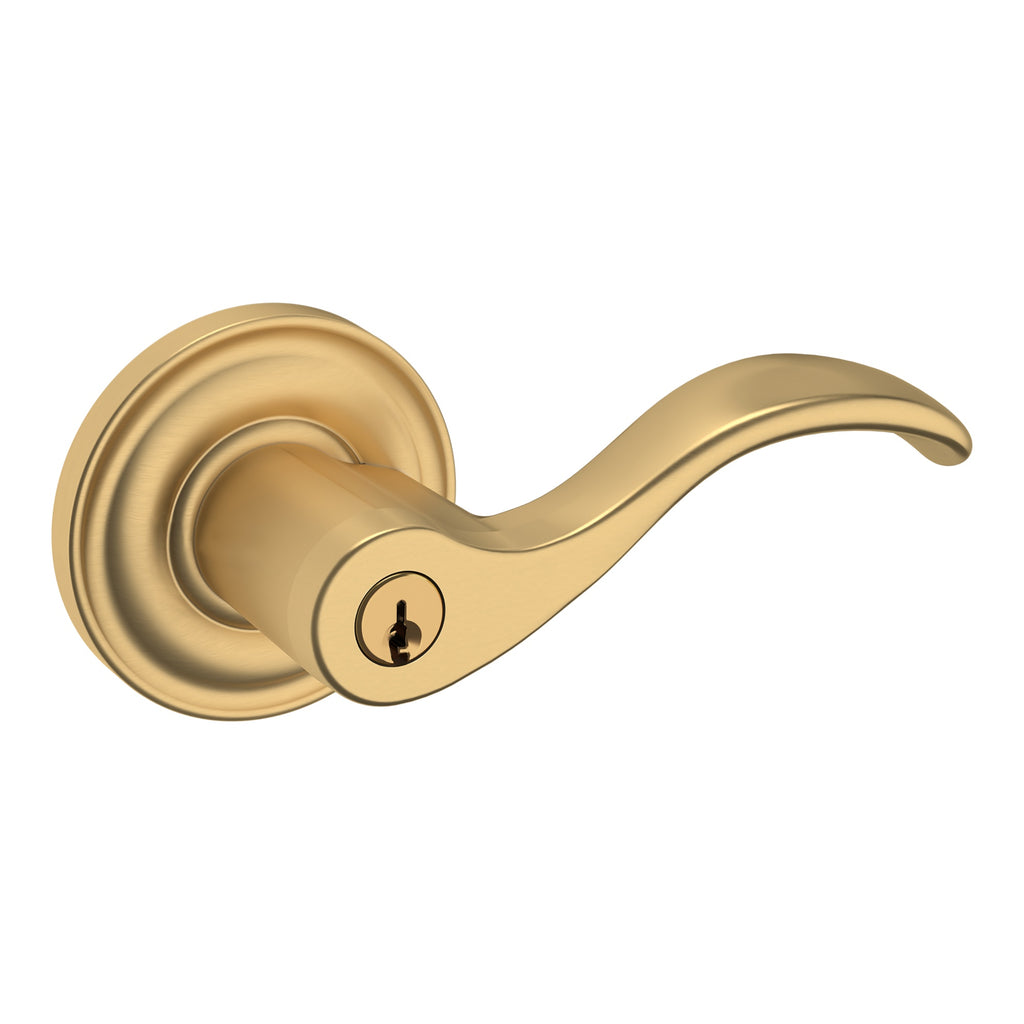 Baldwin Hardware Juego de Entrada con Llave 5255 — Manija Wave con Roseta Clásica — Latón vintage