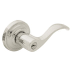 Baldwin Hardware Juego de Entrada con Llave 5255 — Manija Wave con Roseta Clásica — Níquel pulido Lifetime