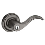 Baldwin Hardware Juego de Entrada con Llave 5255 — Manija Wave con Roseta Clásica — Níquel grafito Lifetime