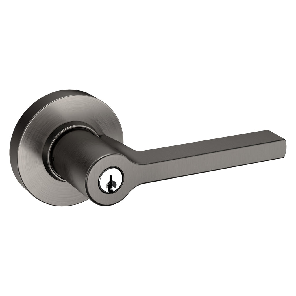 Baldwin Hardware Juego de Entrada con Llave 5260 — Manija Square con Roseta Redonda — Níquel grafito Lifetime