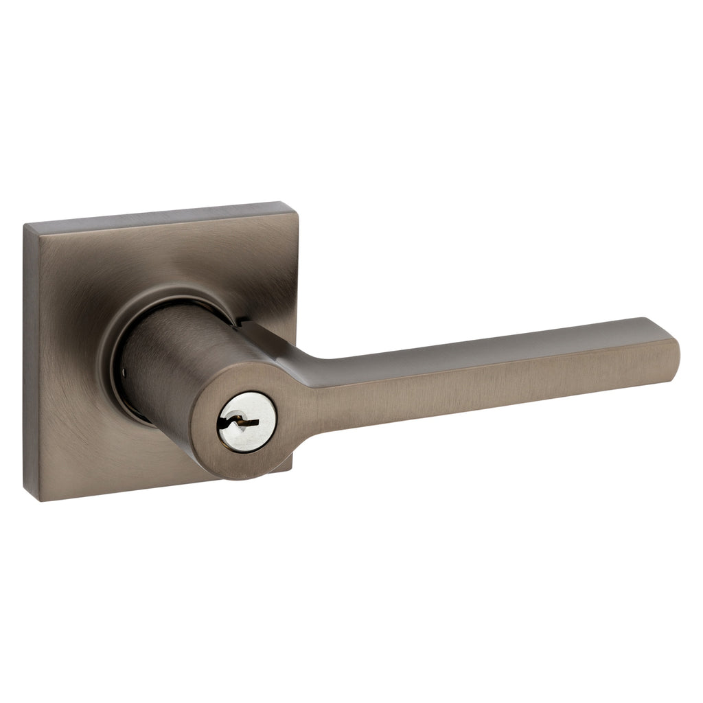 Baldwin Hardware Juego de Entrada con Llave 5285 — Manija Square con Roseta Cuadrada — Níquel grafito Lifetime