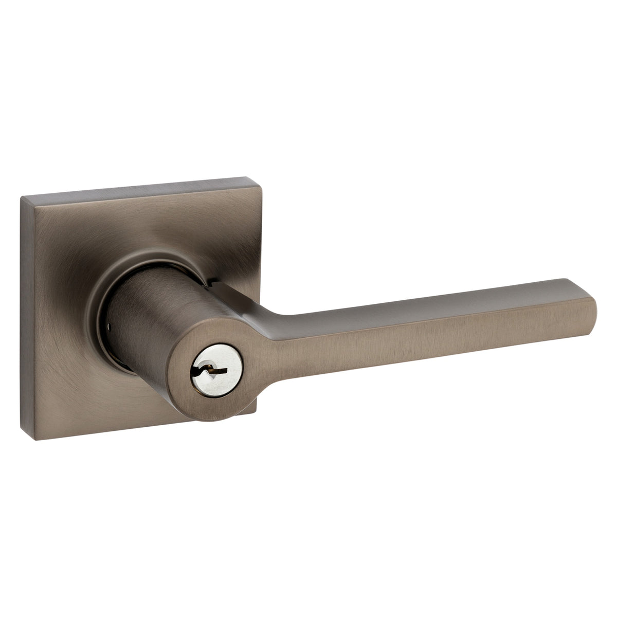Baldwin Hardware Juego de Entrada con Llave 5285 — Manija Square con Roseta Cuadrada — Níquel grafito Lifetime