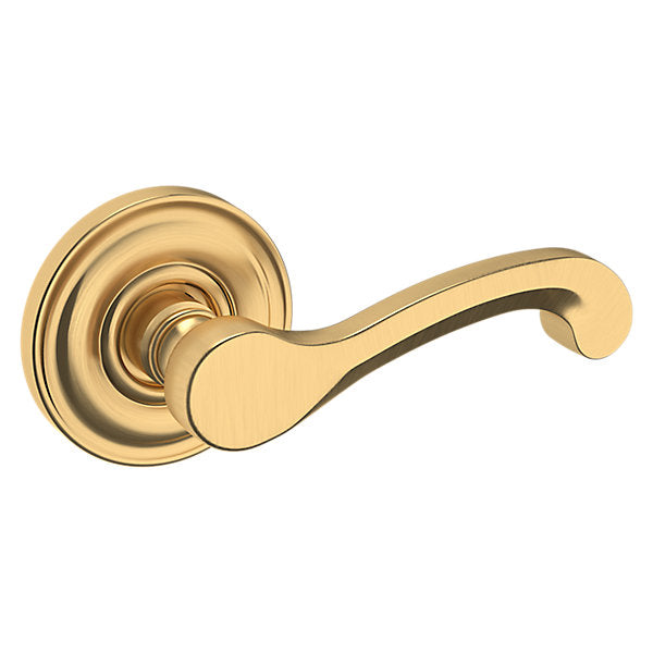 Baldwin Hardware Manija 5445V con Roseta 5048 — Latón satinado Lifetime — Paso