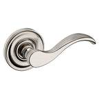 Baldwin Hardware Manija 5455V con Roseta 5048 — Níquel satinado Lifetime — Paso