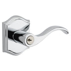 Baldwin Hardware Reserve Manija con Llave Curve — Cromo pulido — Traditional Arch — Entrada Derecha