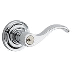 Baldwin Hardware Reserve Manija con Llave Curve — Cromo pulido — Traditional Round — Entrada Derecha