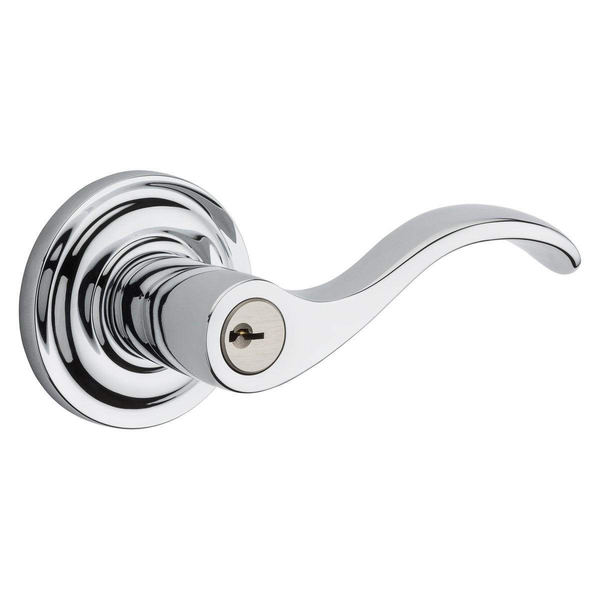 Baldwin Hardware Reserve Manija con Llave Curve — Cromo pulido — Traditional Round — Entrada Derecha