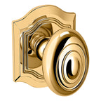 Baldwin Hardware Perilla 5077 Bethpage con Roseta R027 — Latón pulido Lifetime (PVD) — Privacidad